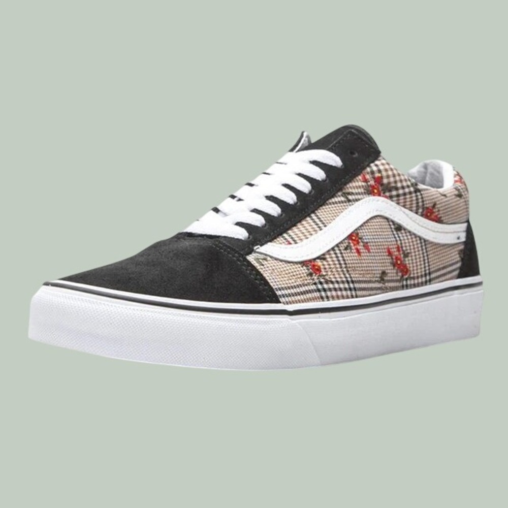Vans Old Skool Glen Plaid Floral Embroidered Men's 7.5/Women's 9 UNISEX NEW